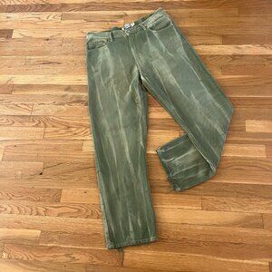 Levi's Upcycled 505 Green Washed Faded Bleached Jeans - Men's 34x32